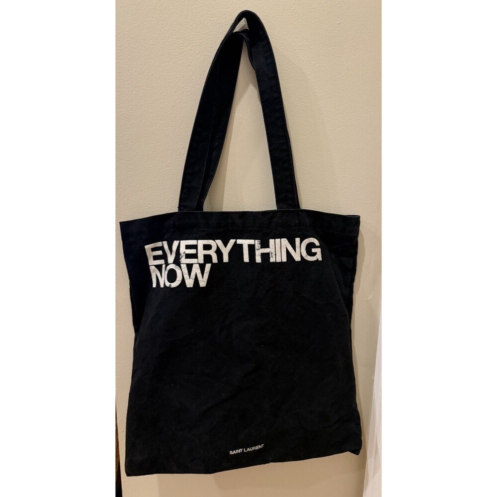Saint Laurent Black Cotton Tote Bag Everything Now